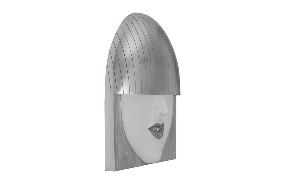 Fashion Faces Wall Art, Large, Smallallile, White And Silver Leaf by PHILLIPS COLLECTION