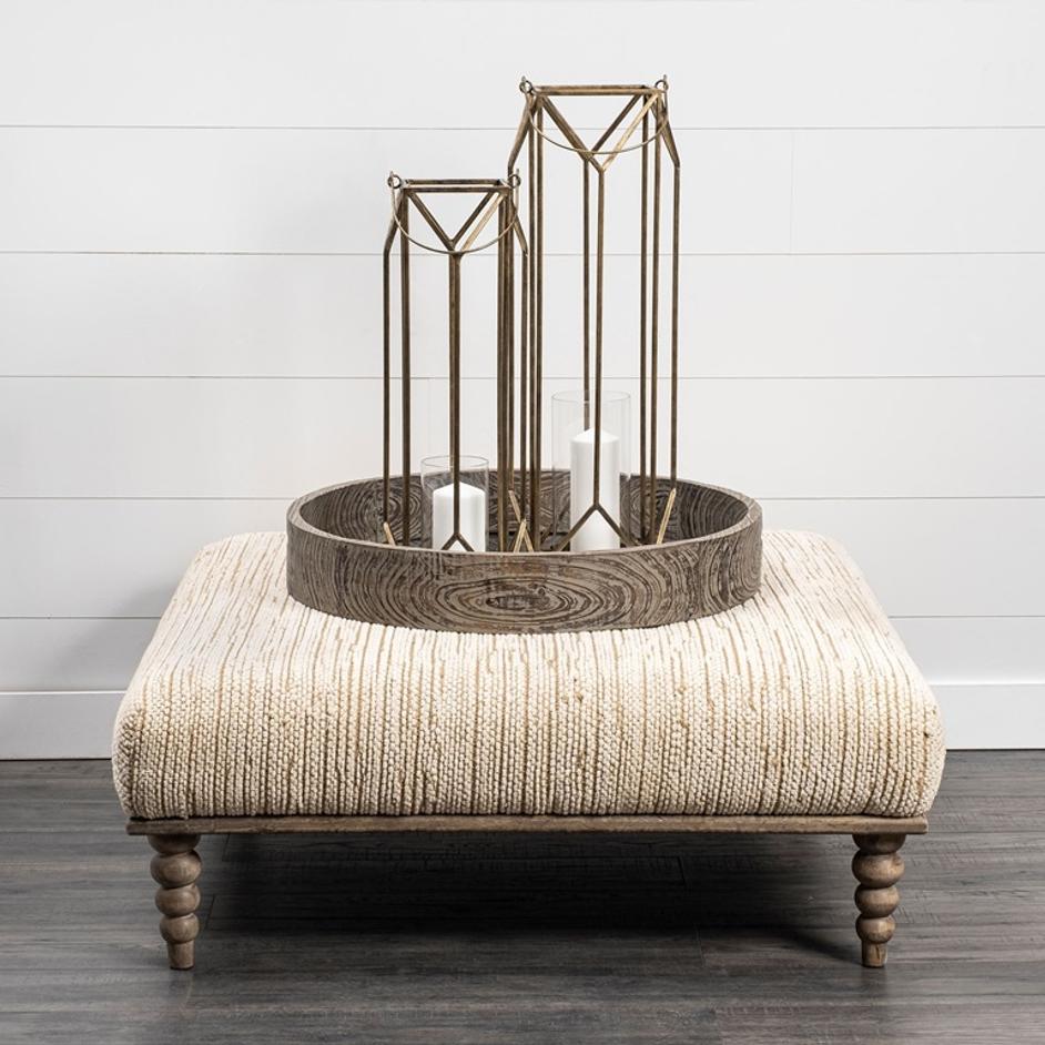 Alder I 42L x 42W Upholstered Cream Seat With Brown Wooden Base Accent Bench by Mercana