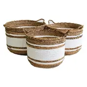Alon Basket Set of 3 Natural with White Accents by Dovetail