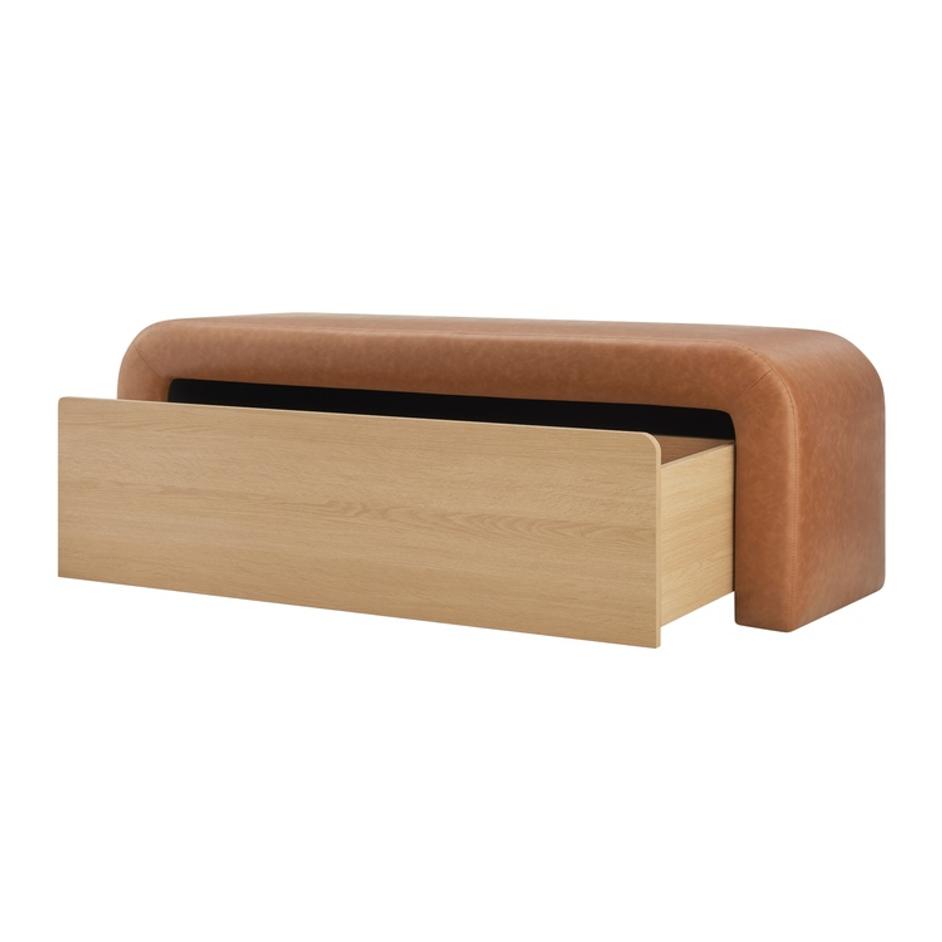 Tammy Faux Leather Storage Bench, Vintage Cider by New Pacific Direct