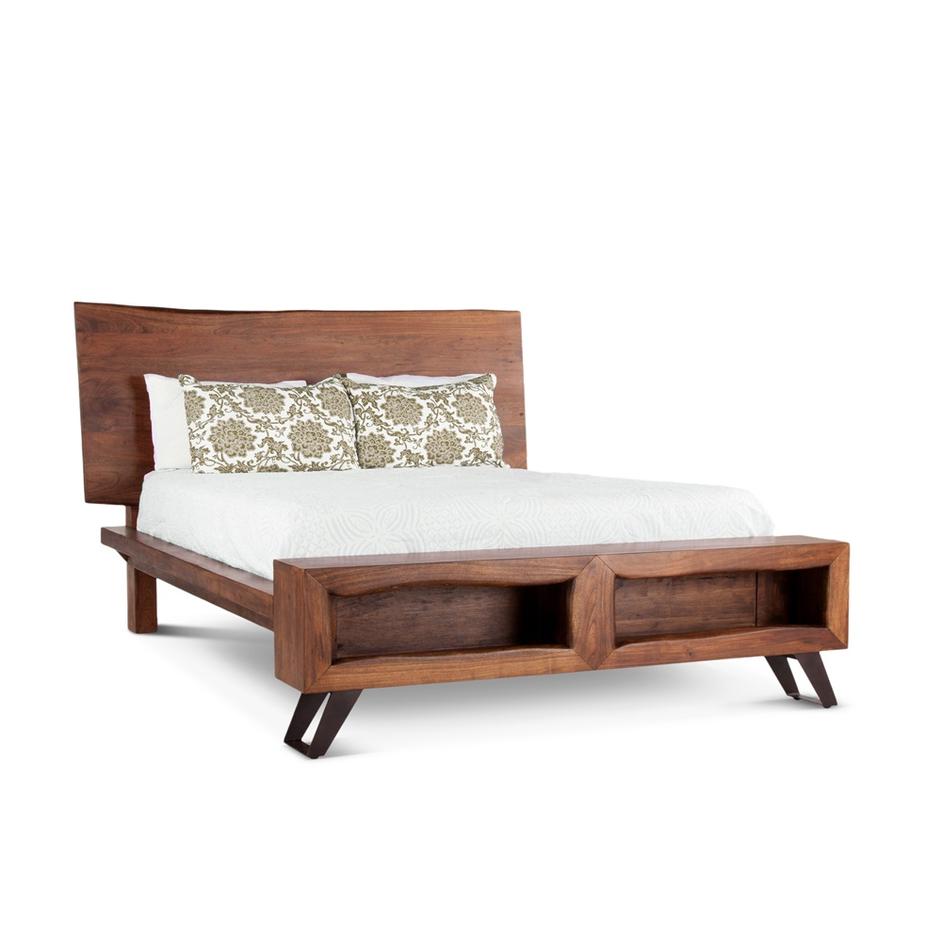 London Loft Acacia Wood Live Edge King Bed in Walnut Finish by Home Trends & Design