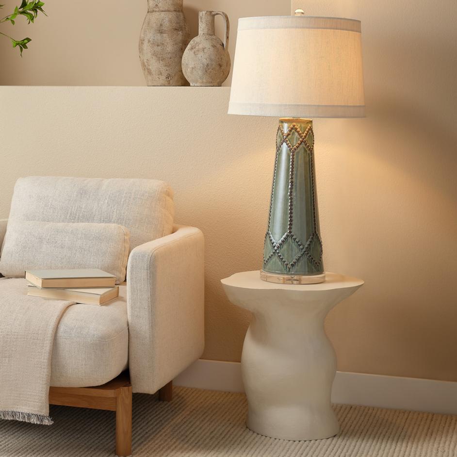 Sculpt Fiber Glass Side Indoor/Outdoor Table, Cream by Jamie Young