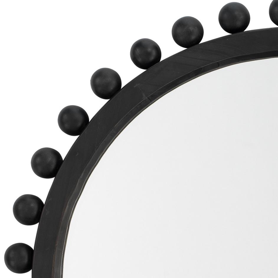 Brighton Round Wood Mirror, Charcoal by Jamie Young