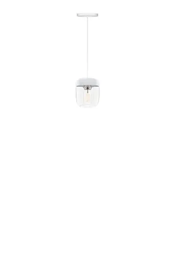 Acorn White and Steel Hardwired Pendant with LED Bulb by UMAGE