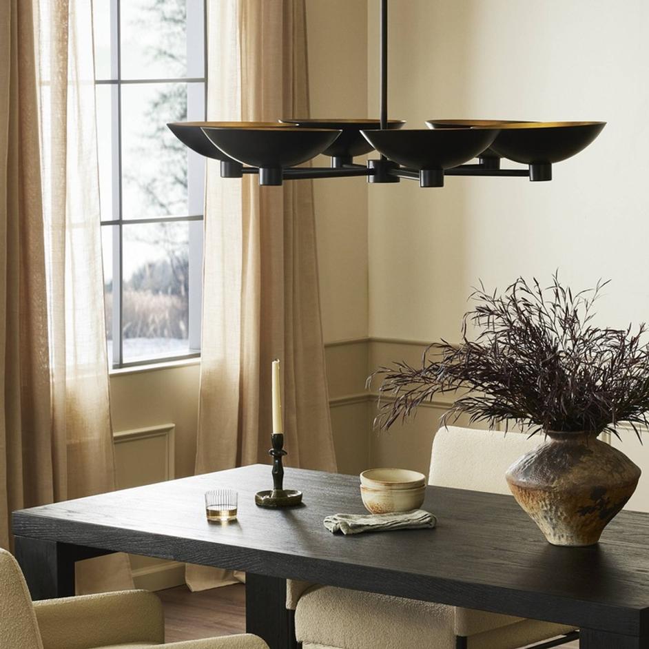 Klaus Chandelier In Jet Black And Aged Brass Iron by Four Hands