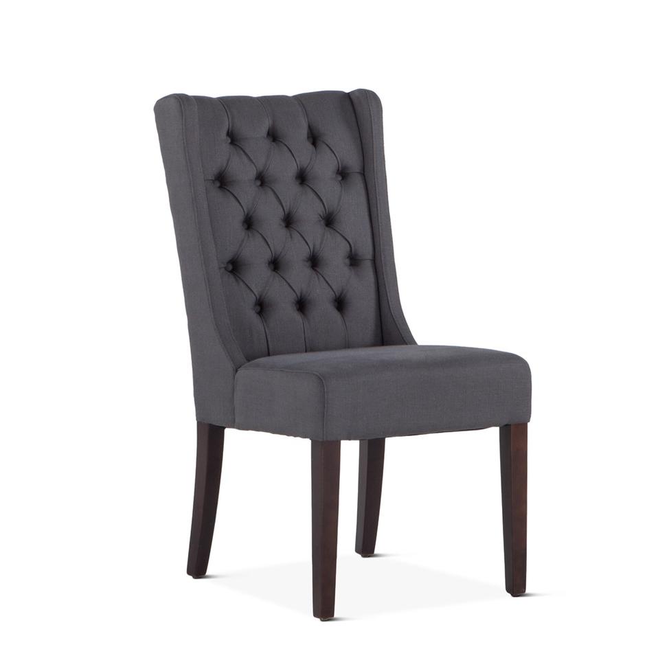 Lara Dark Gray Linen Dining Chair with Dark Walnut Legs by Home Trends & Design