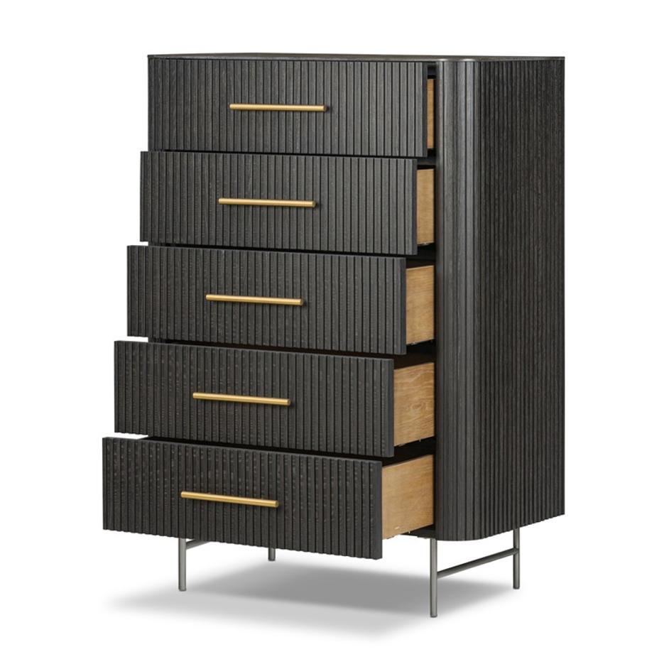 Fletcher 5 Drawer Dresser - Distressed Black by Four Hands