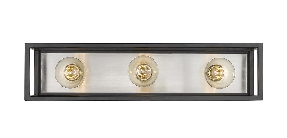 Kube 3 Light Vanity in Matte Black + Brushed Nickel Finish by Z-Lite