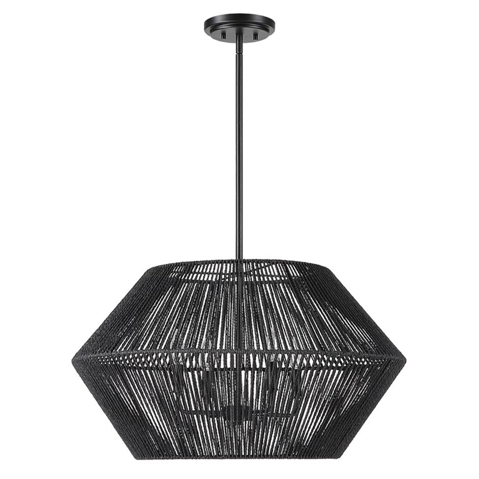 Suva 4 Light Black Rope Pendant by Uttermost