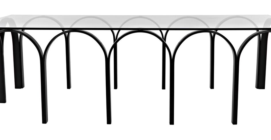 Arcus Industrial Steel and Glass Coffee Table in Matte Black by Noir Furniture