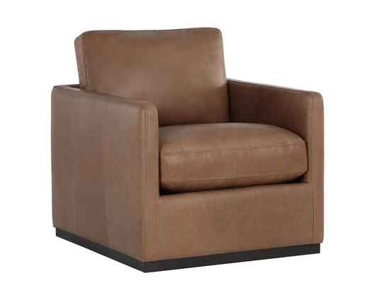 Portman Swivel Lounge Chair - Marseille Camel Leather by Sunpan