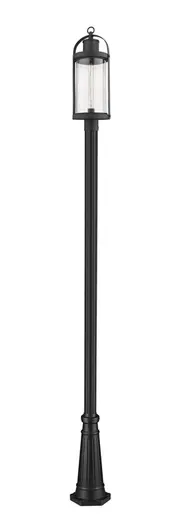 Roundhouse 1 Light Outdoor Post Mounted Fixture in Black Finish by Z-Lite