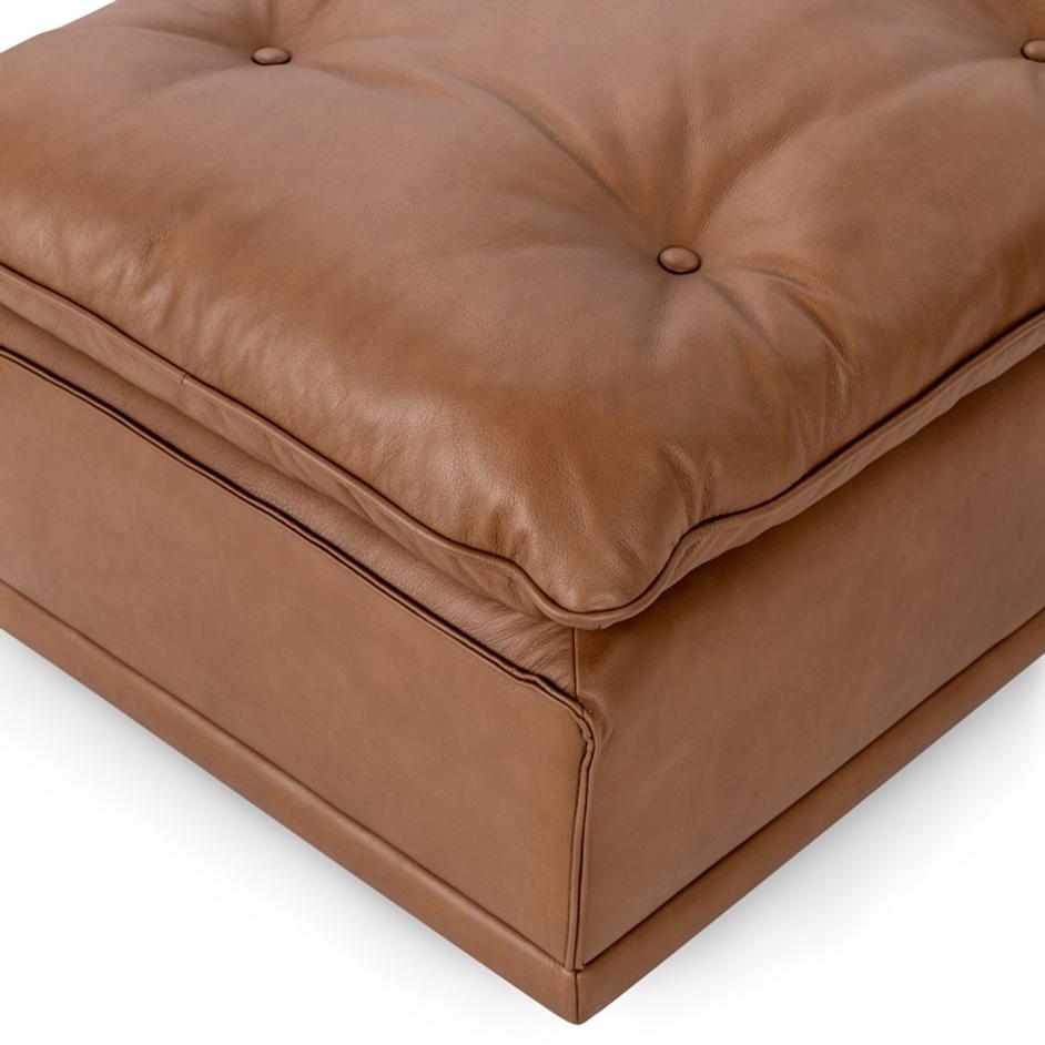 Haven Leather Ottoman Toffee Brown by Classic Home