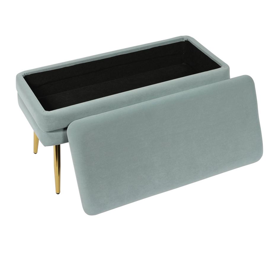Ziva Sea Blue Velvet Storage Bench by tov furniture
