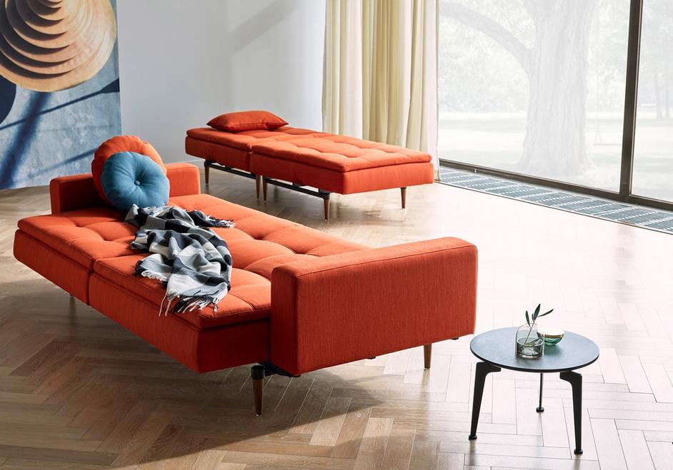 DUBLEXO CHAIR in ELEGANCE PAPRIKA FABRIC WITH Dark Wood LEGS 506 by INNOVATION USA