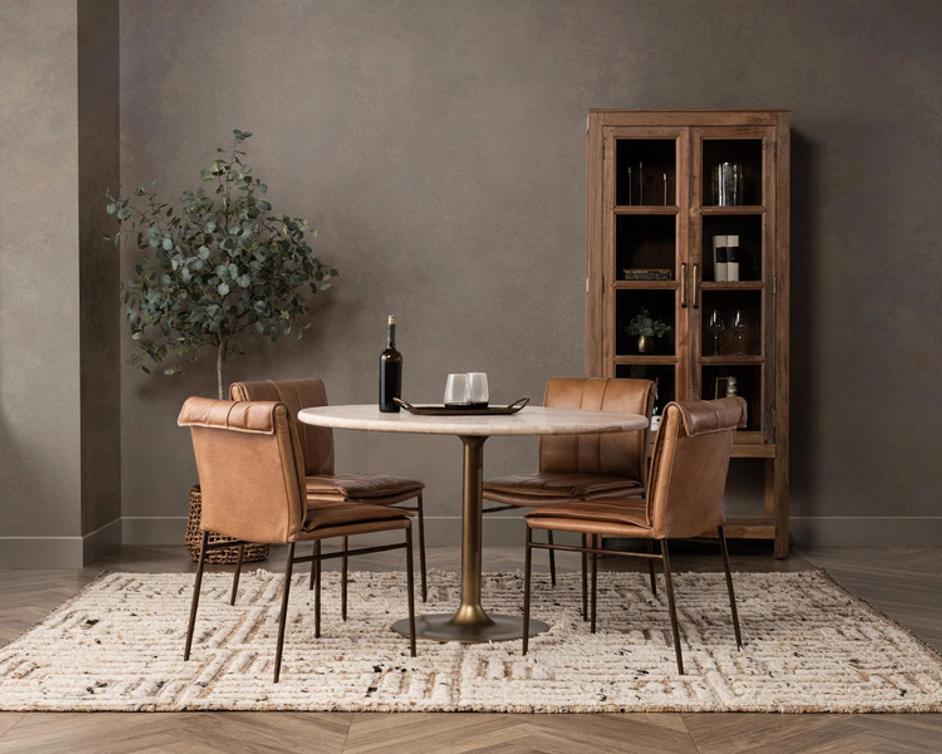 Malani Travertine Round Dining Table by Classic Home