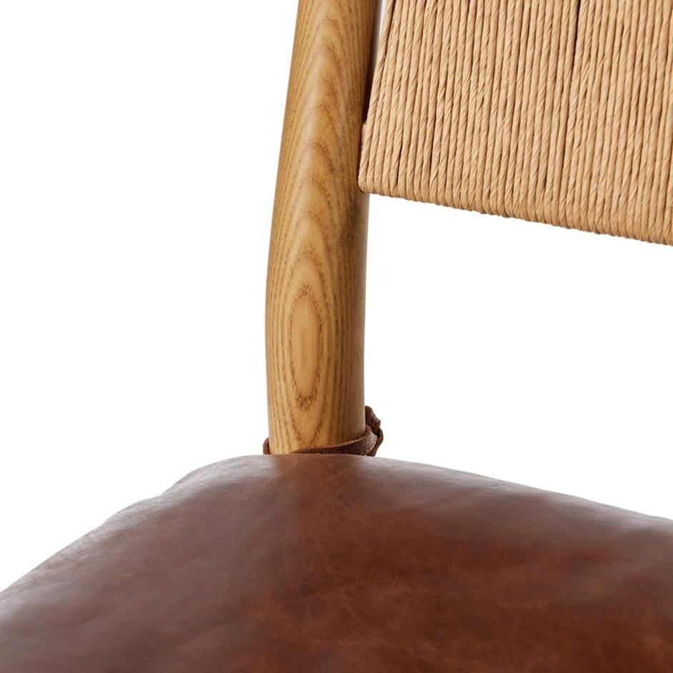 Dara Bar Stool In Dulane Mahogany And Natural Paper Cord And Toasted Ash by Four Hands