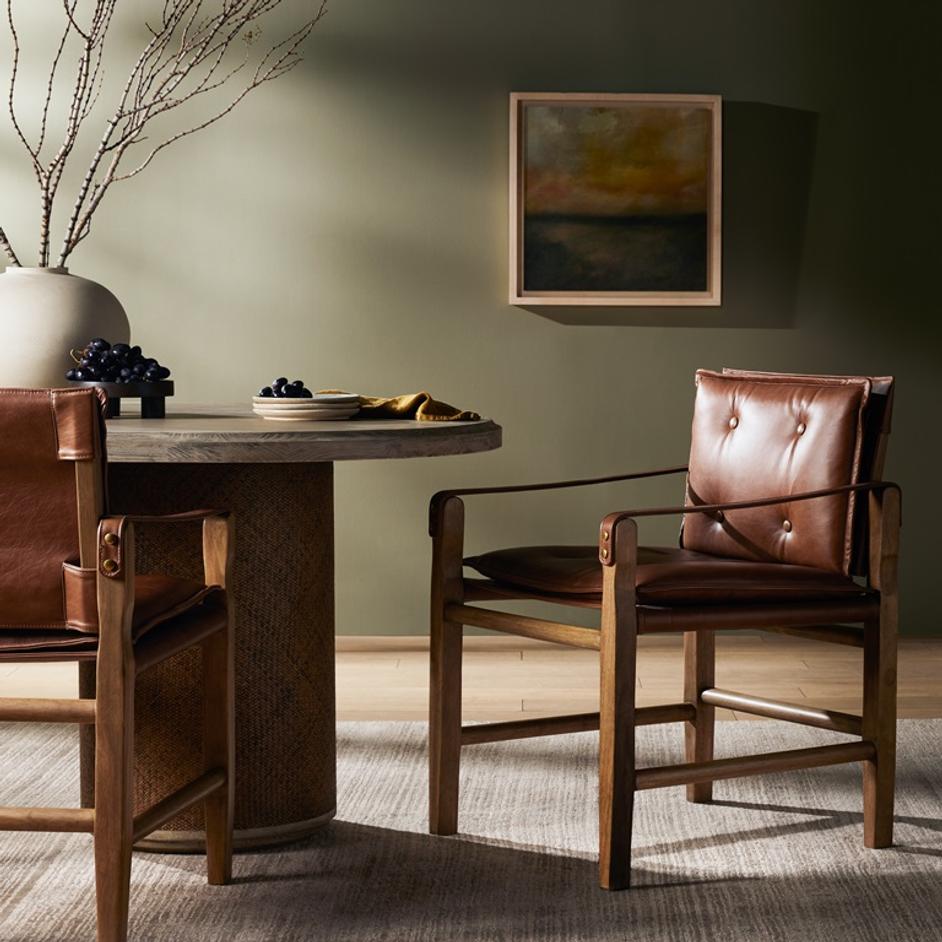 Lenz Dining Armchair In Sonoma Chestnut by FOUR HANDS