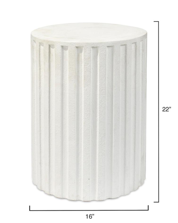 Flutted Cement Side Table, White by Jamie Young