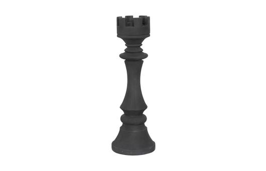 Rook Chess Sculpture, Cast Stone Black, Smallallall by Phillips Collection
