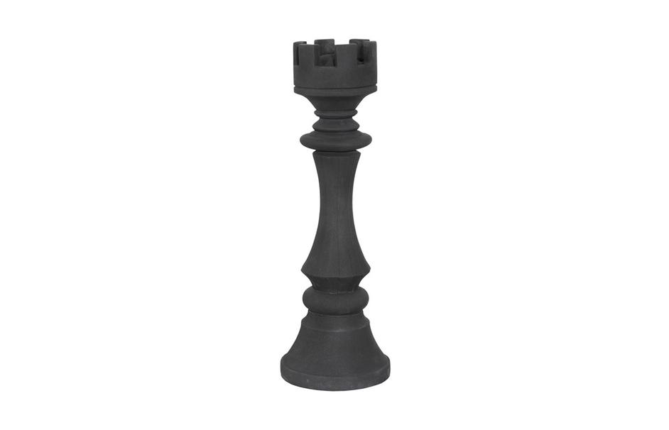 Rook Chess Sculpture, Cast Stone Black, Smallallall by Phillips Collection