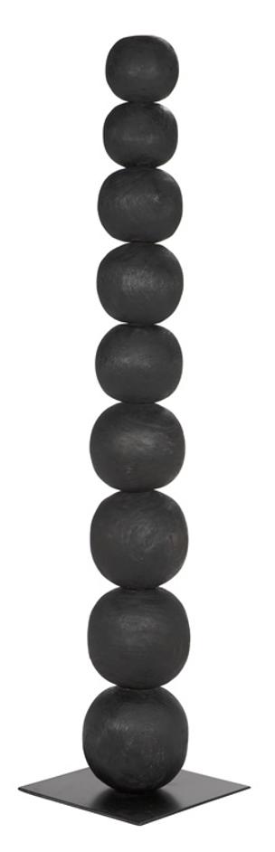 Alpha Munggur and Industrial Steel Sculpture in Burnt Black Finish by Noir Furniture