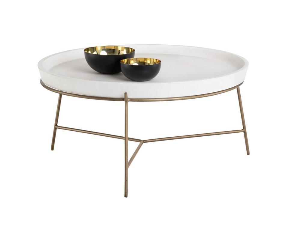 Remy Coffee Table - Antique Brass - Ivory by Sunpan