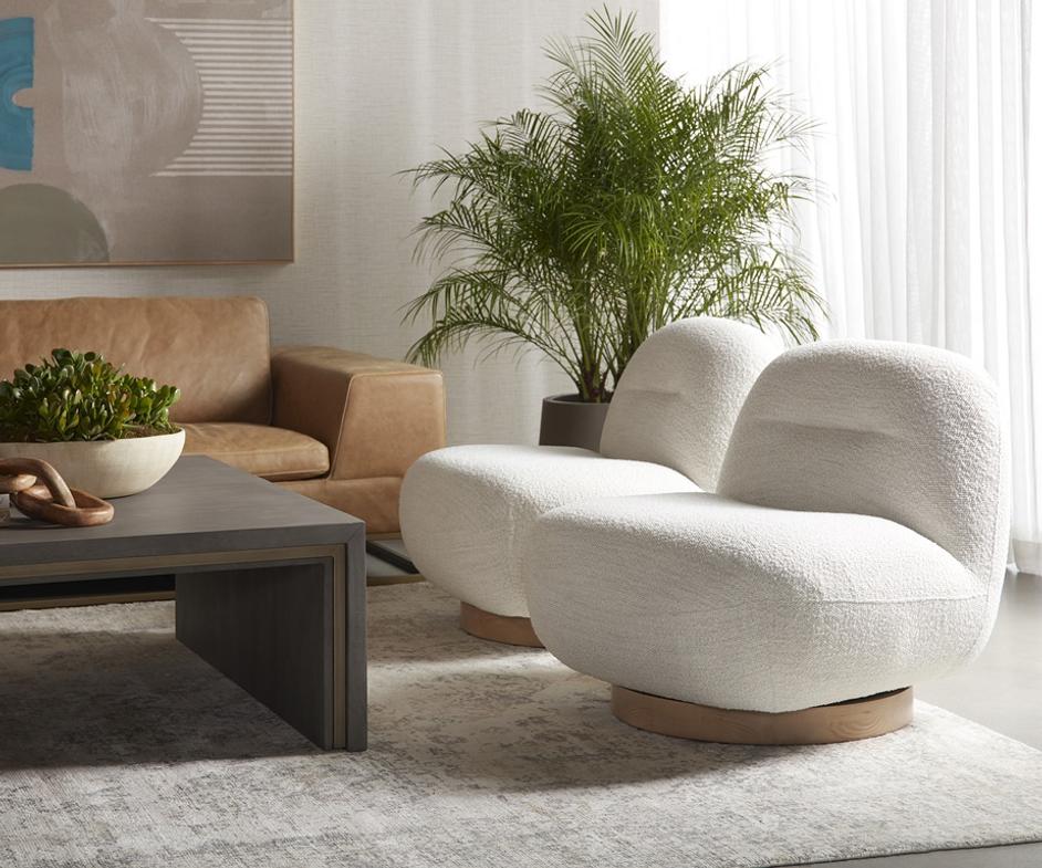 FRANZE SWIVEL LOUNGE CHAIR - MERINO PEARL by Sunpan