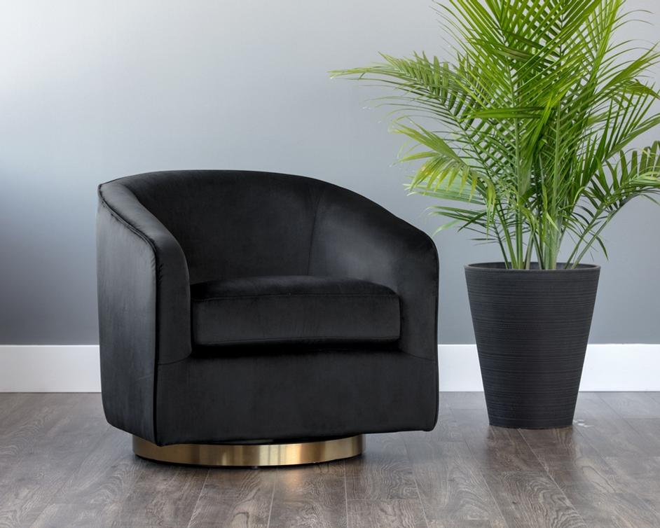 Hazel Swivel Chair - Black Sky by Sunpan
