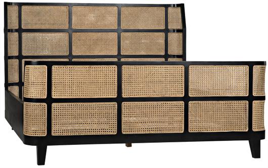 Porto Bed, Eastern King, Hand Rubbed Black by Noir Furniture