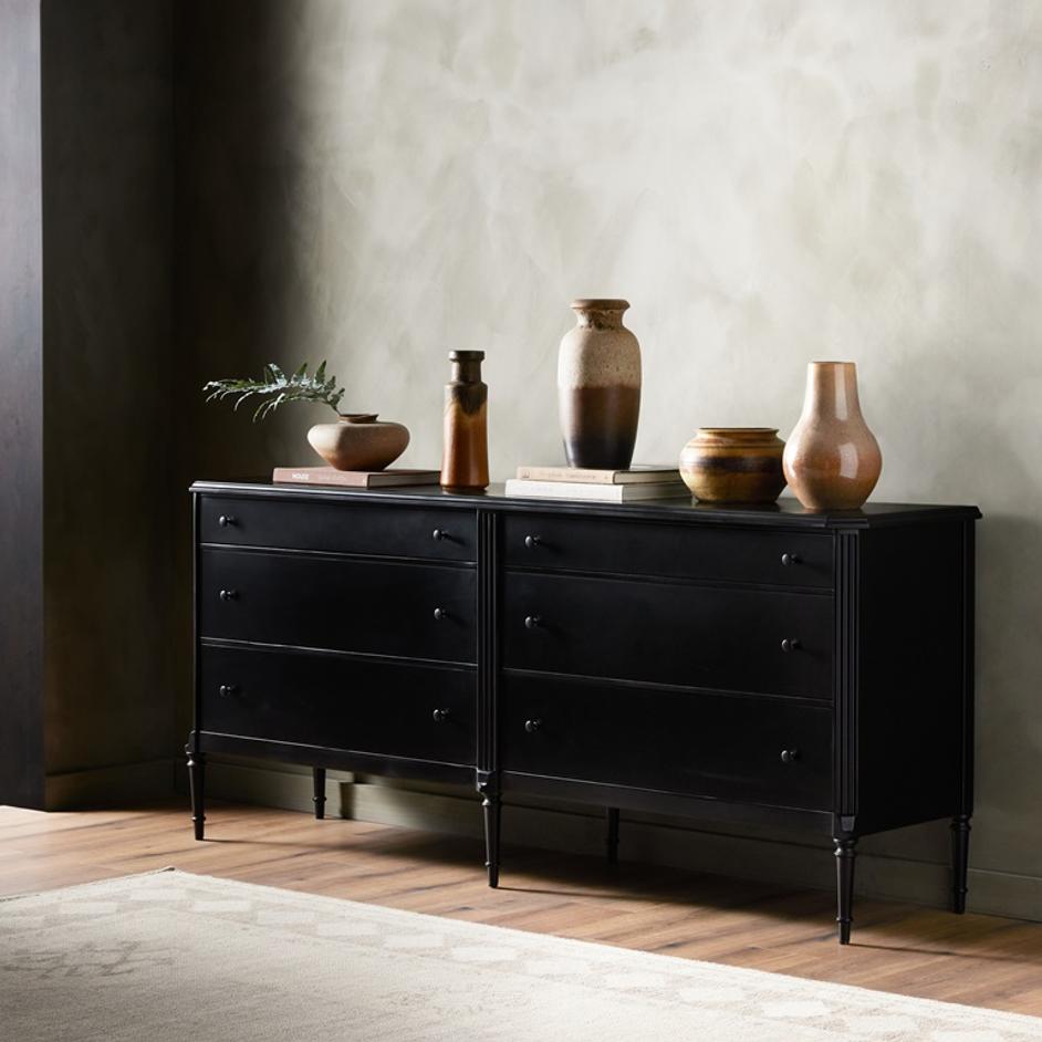 Lendon 6 Drawer Dresser in Black by FOUR HANDS