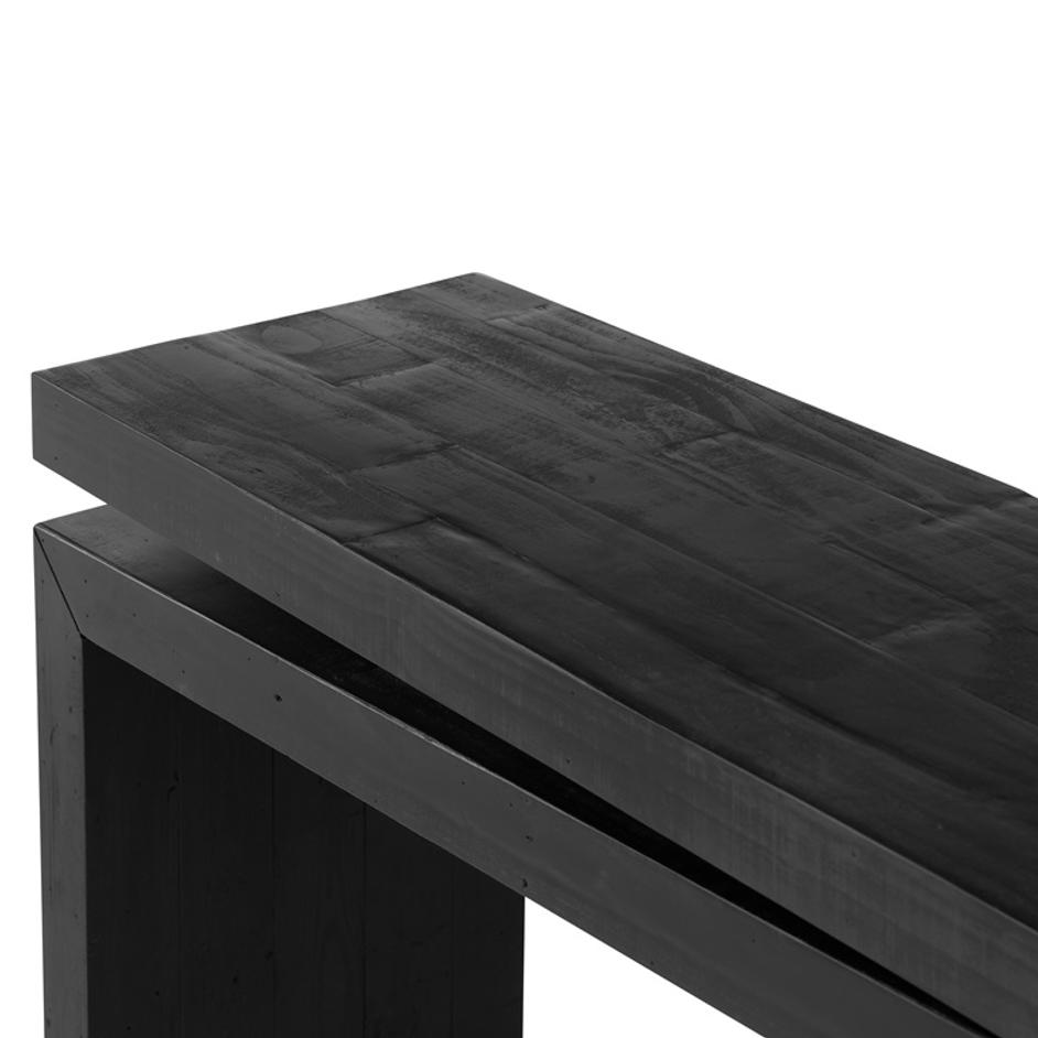 Matthes Console Table In Aged Black Pine by FOUR HANDS