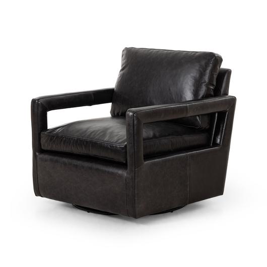 Olson Swivel Chair In Sonoma Black by FOUR HANDS