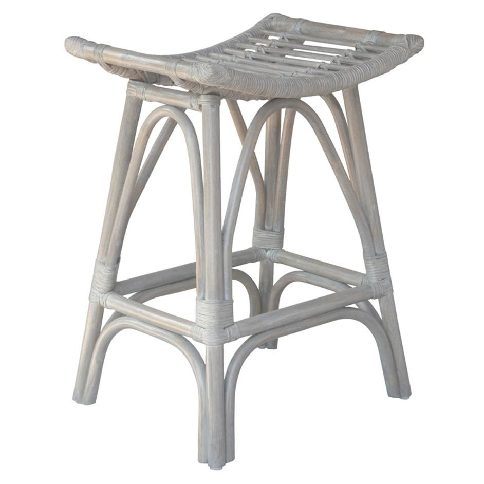 Imari Rattan Counter Stool In Gray White Washed  by New Pacific Direct