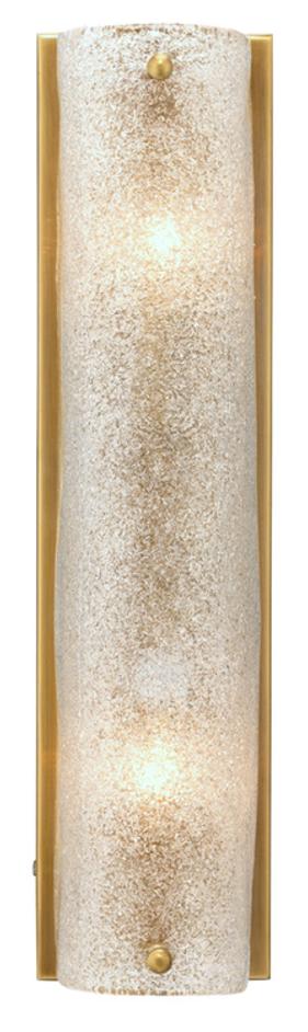 Moet Double Rounded Sconce, Textured Melted Ice Glass and Antique Brass Metal by Jamie Young