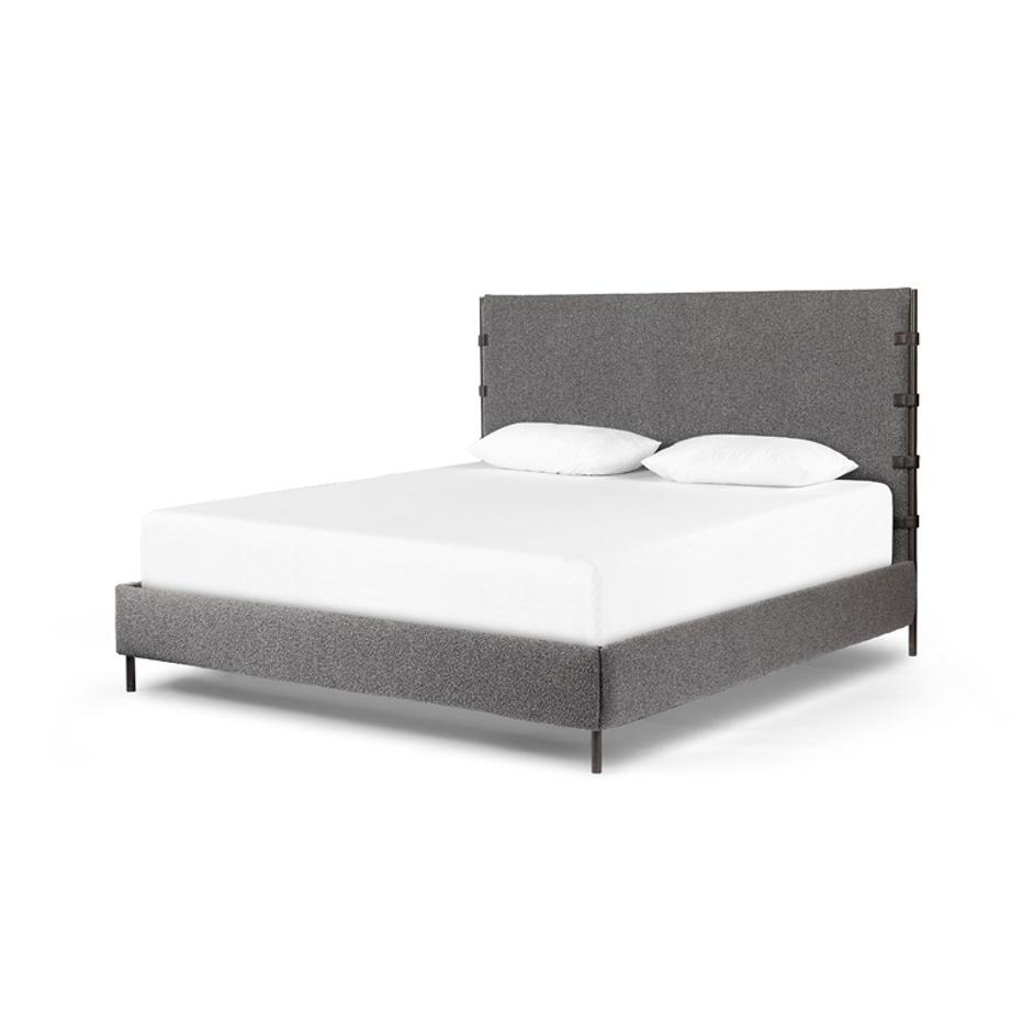 Anderson Bed In Knoll Charcoal In King by FOUR HANDS