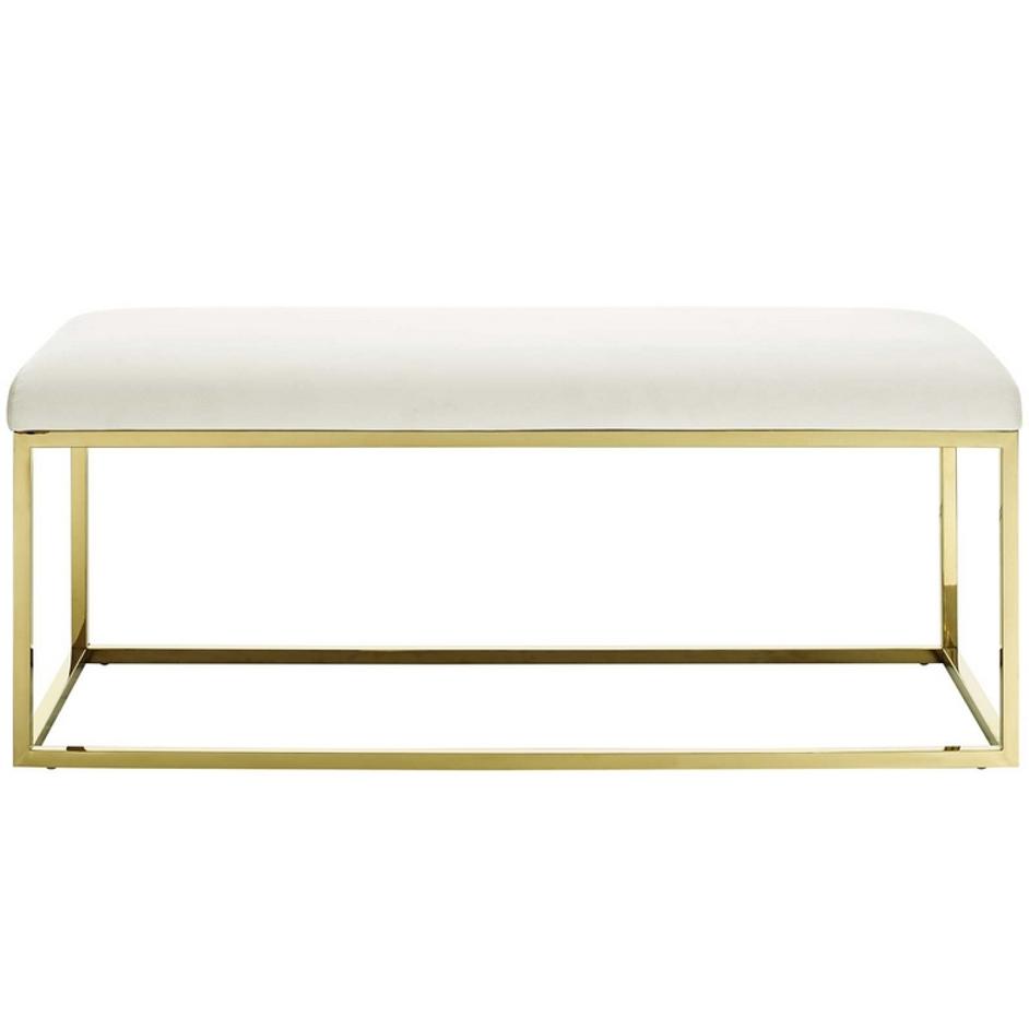 Russell Fabric Bench In Gold Ivory by Modway Furniture