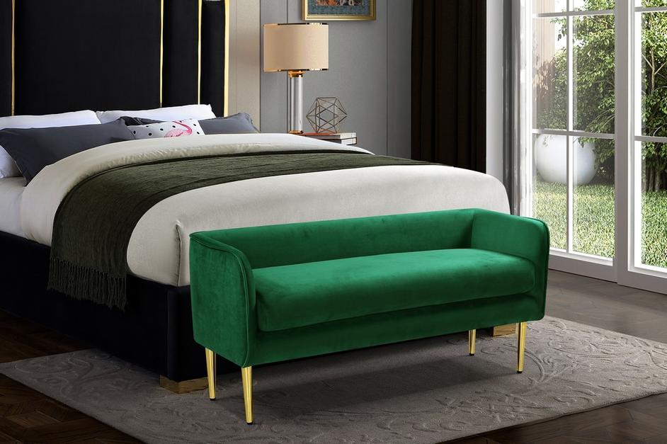 Tim Bench In Green Velvet by Meridian Furniture