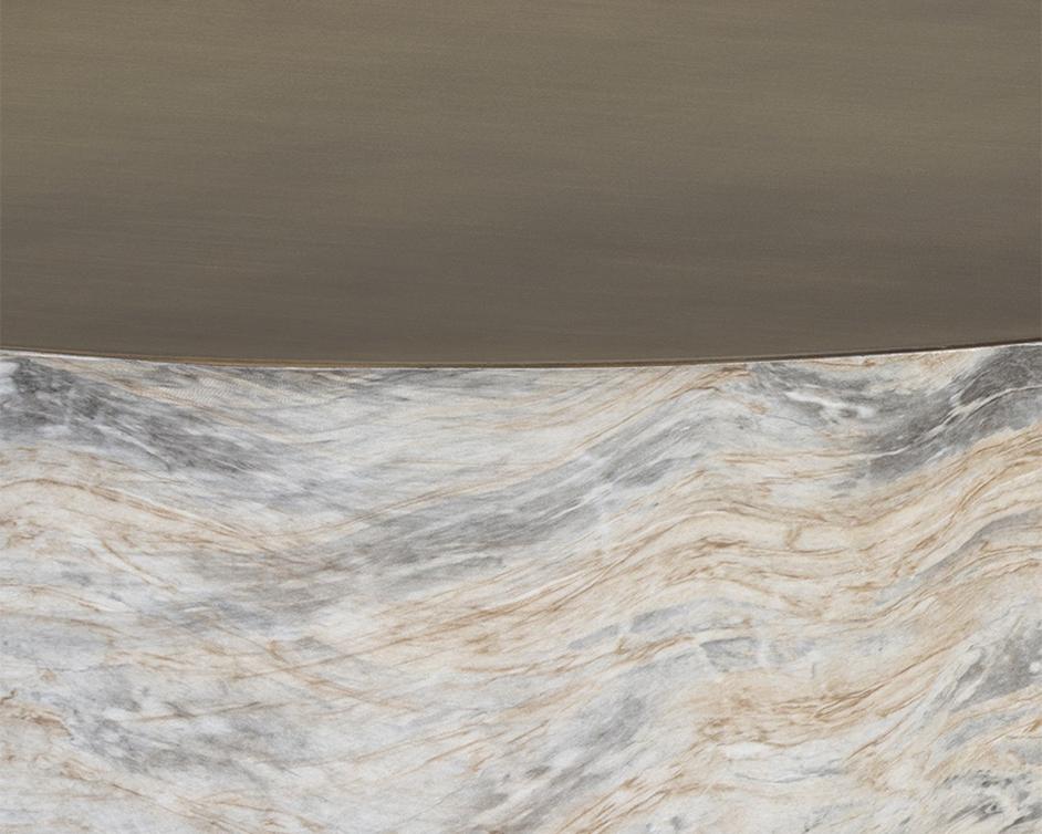 Diaz Coffee Table - Marble Look - Antique Brass by Sunpan
