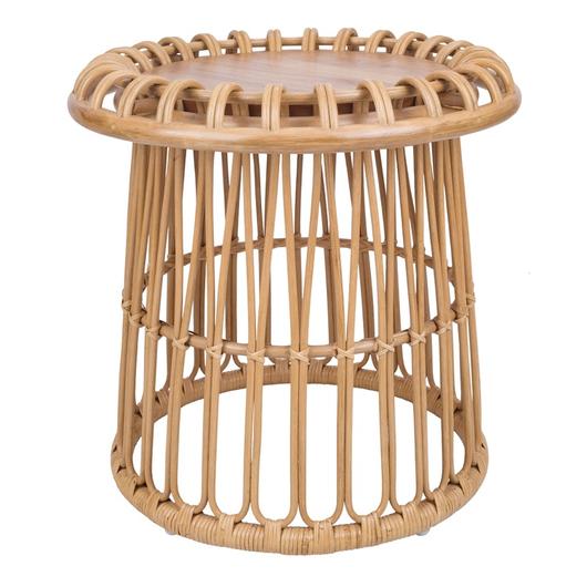 Galia Rattan Round Side/ End Table w/ Wood Top, Honey by New Pacific Direct