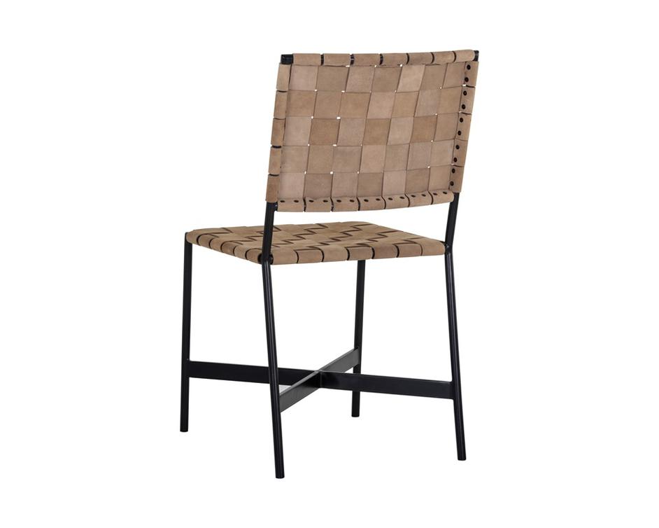 Omari Dining Chair - Black - Light Tan Leather by Sunpan