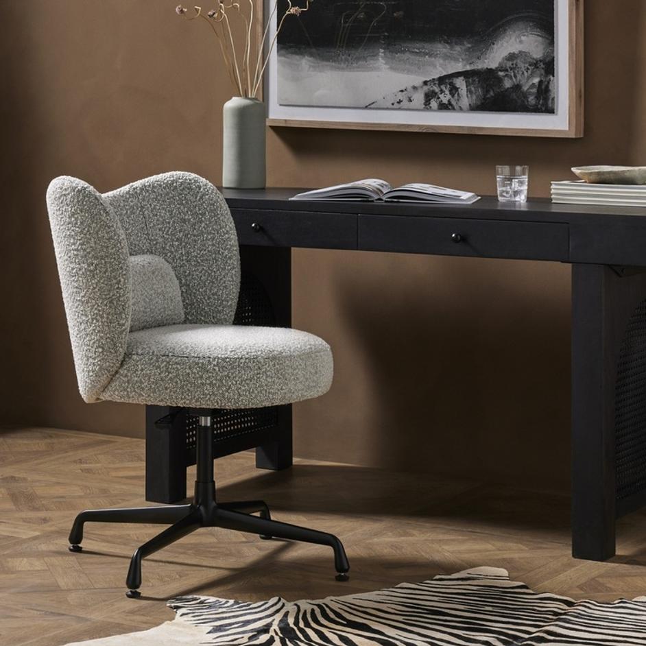 Plato Desk Chair In Knoll Domino-Black Aluminum by Four Hands