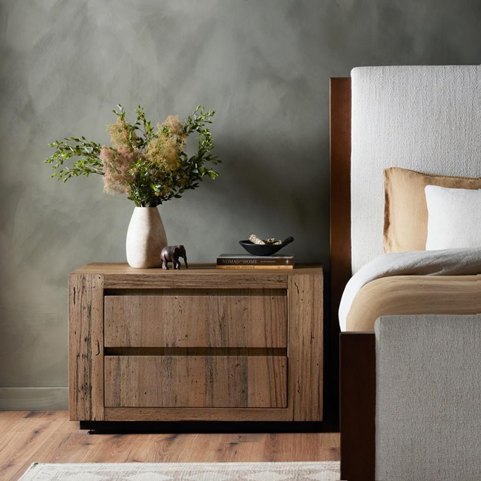 Abaso Nightstand in Rustic Wormwood Oak by FOUR HANDS