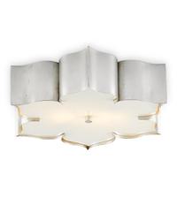 Grand Lotus Silver Flush Mount In Contemporary Silver Leaf by Currey & Company