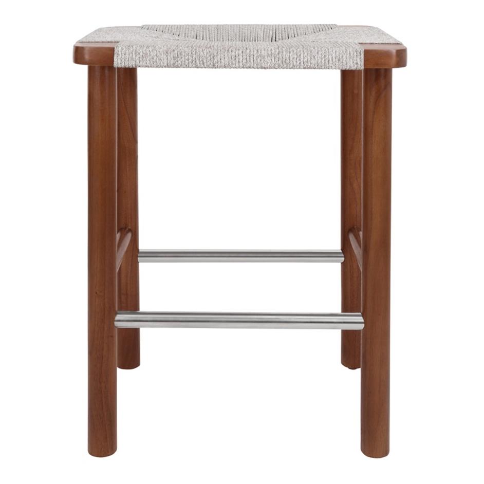 Elio Wood Counter Stool w/ Rope, Cinnamon Brown/Sand Lace by New Pacific Direct