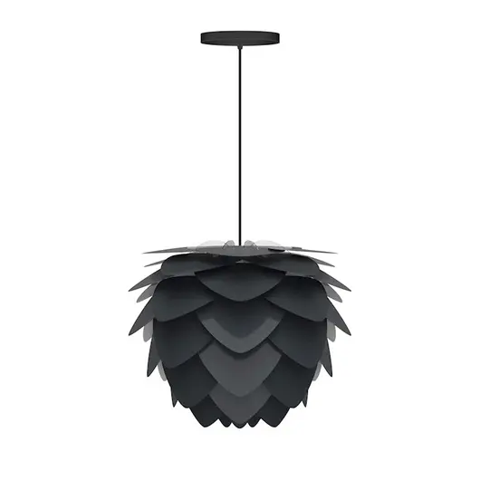 Aluvia Mini Hardwired Pendant in Anthracite with Black Cord by UMAGE