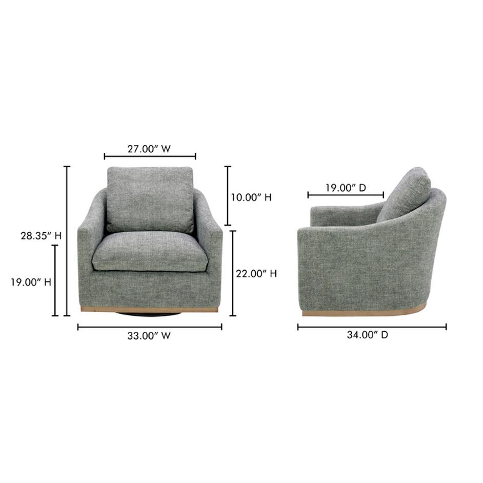 Linden Swivel Chair Slated Moss by Moes Home