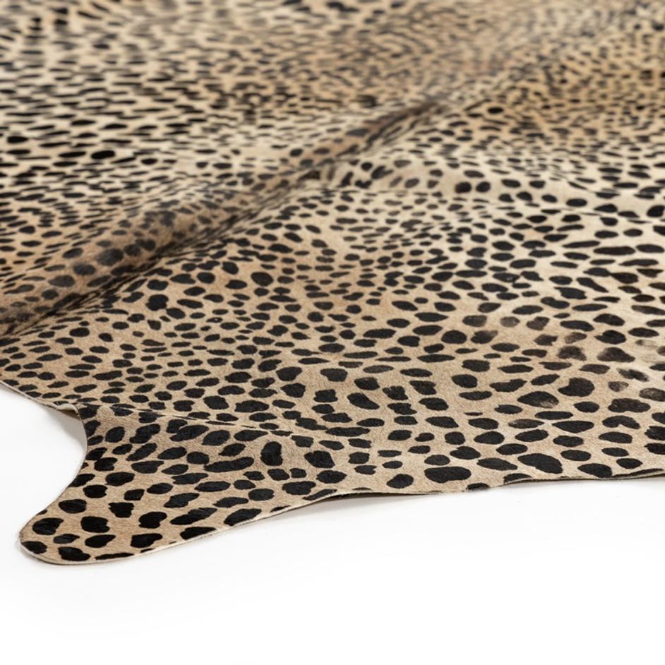 Leopard Printed Hide Rug In Brown & Black by FOUR HANDS