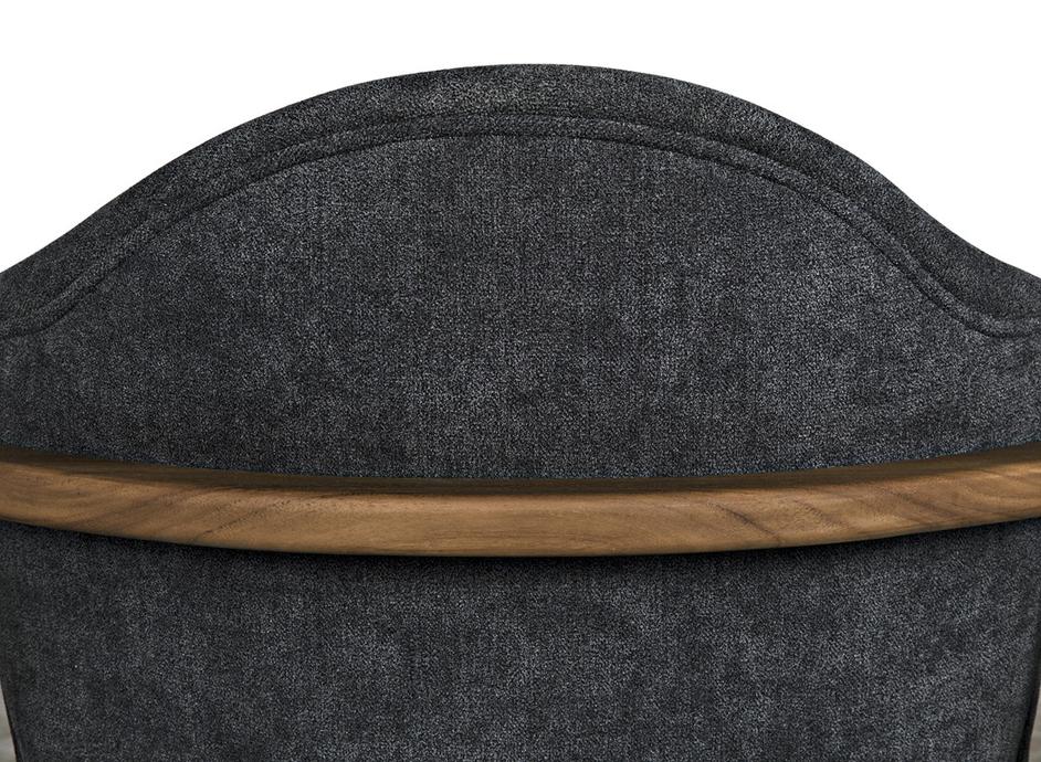 Vittorio Teak Chair in Ocean Grey Fabric with a Clear Coat Flat Finish by Noir Furniture