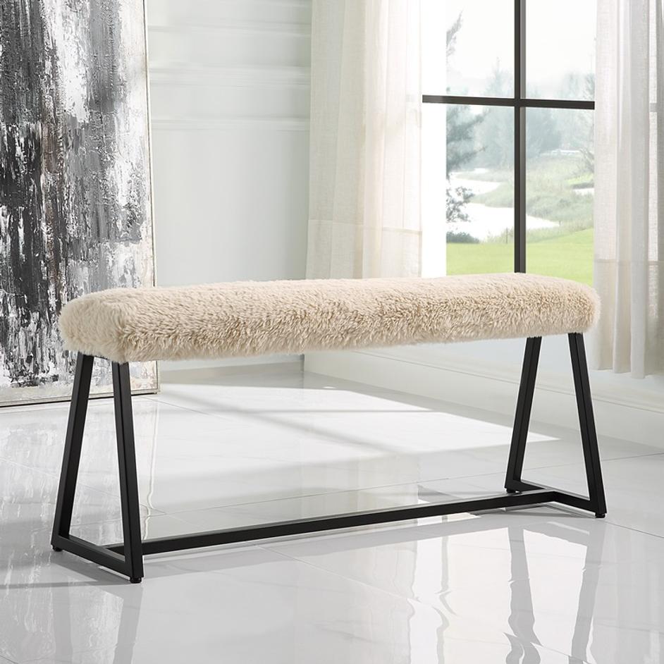 Taupo Sheepskin Bench by Uttermost